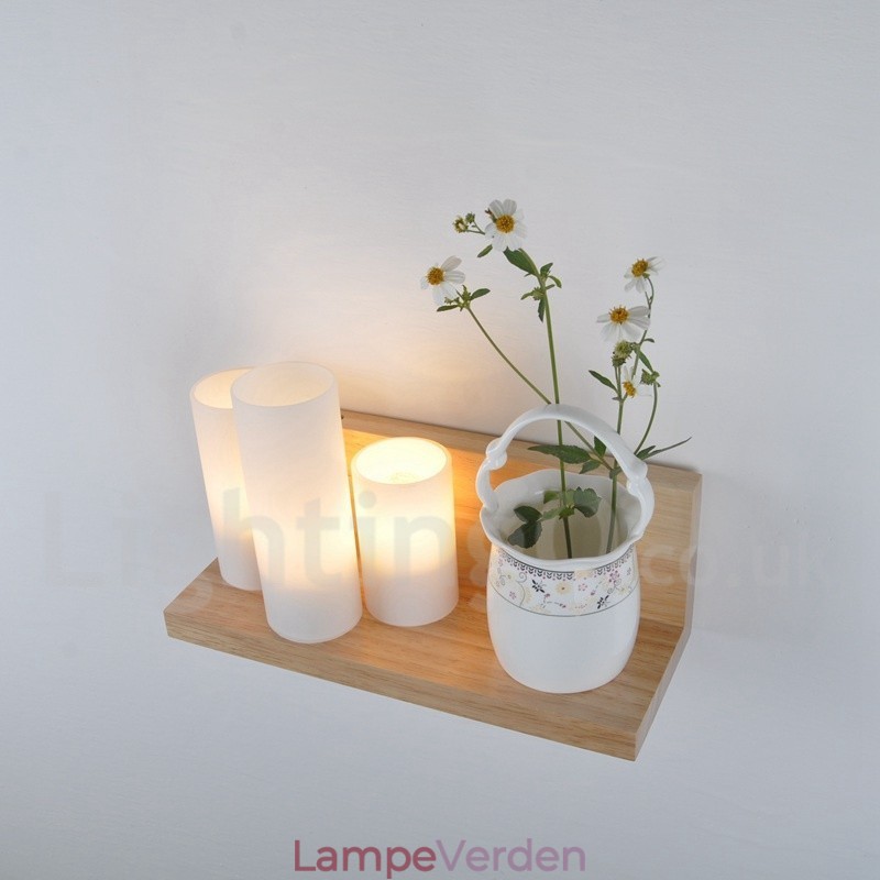 Mini-stil væglamper med glasskærme Moderne moderne træ Bambus væglampe