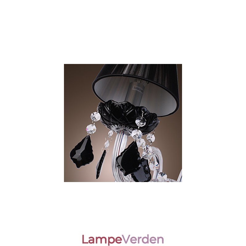 Krystal væglampe med 2 lys i stofskærm