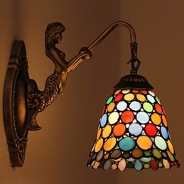 Europæisk kontrakteret landdistrikterne kreative smedejerns væglampe glas lys
