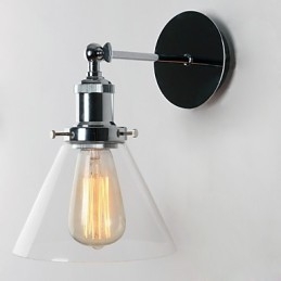 Art Deco væglampe med glaskegleskærm ned