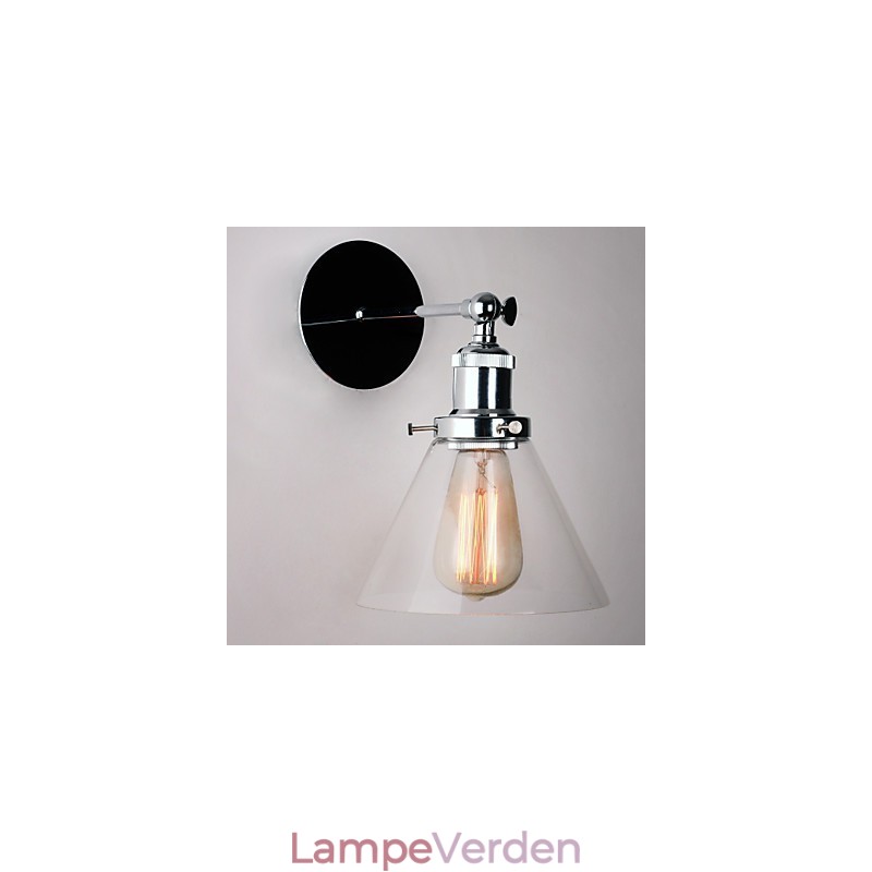 Art Deco væglampe med glaskegleskærm ned