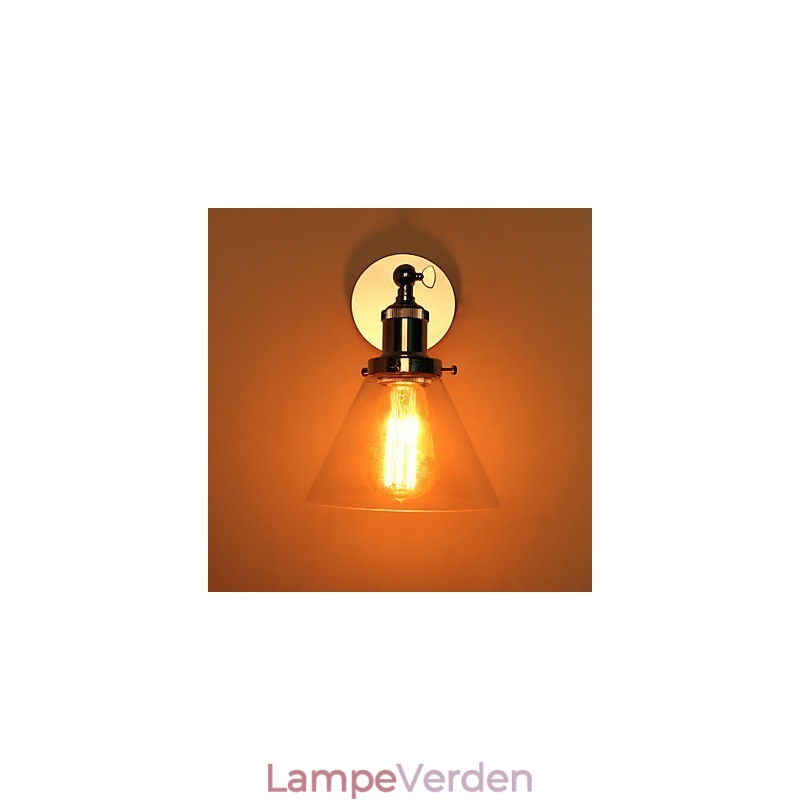 Art Deco væglampe med glaskegleskærm ned