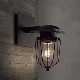 Retro smedede væglamper Enkelt hoved antik væglampe Reminisced Lampe Loft American Iron Vintage Small Cages Væglampe