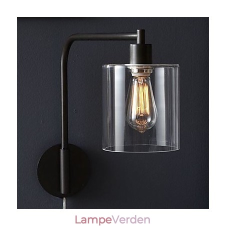 Moderne væglampe med glastrommeskærm Moderne væglampe med glastrommeskærm