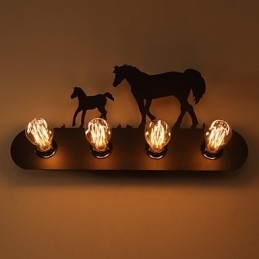 American Village Pastoral LOFT Style Soveværelse Gangjern Retro Wild Horse Væglamper Gratis forsendelse