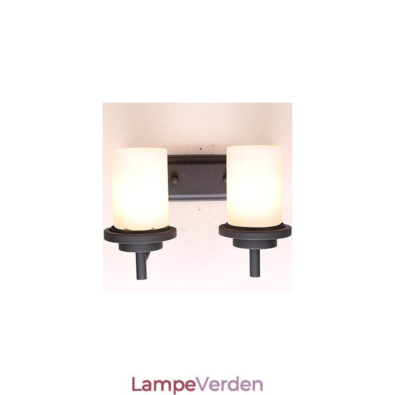 2*Retro Iron Classic Style Væglampe i malerbehandling med matteret glas