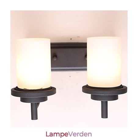 2*Retro Iron Classic Style Væglampe i malerbehandling med matteret glas 2*Retro Iron Classic Style Væglampe i malerbehandling med matteret glas