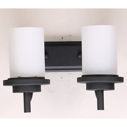 2*Retro Iron Classic Style Væglampe i malerbehandling med matteret glas