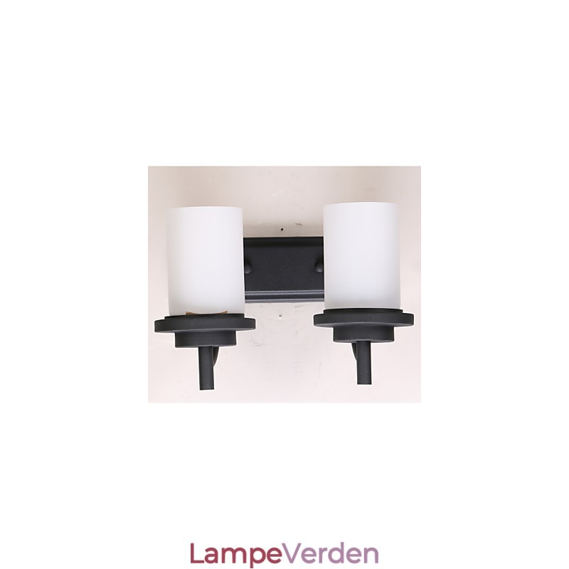 2*Retro Iron Classic Style Væglampe i malerbehandling med matteret glas