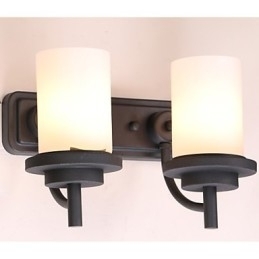 2*Retro Iron Classic Style Væglampe i malerbehandling med matteret glas