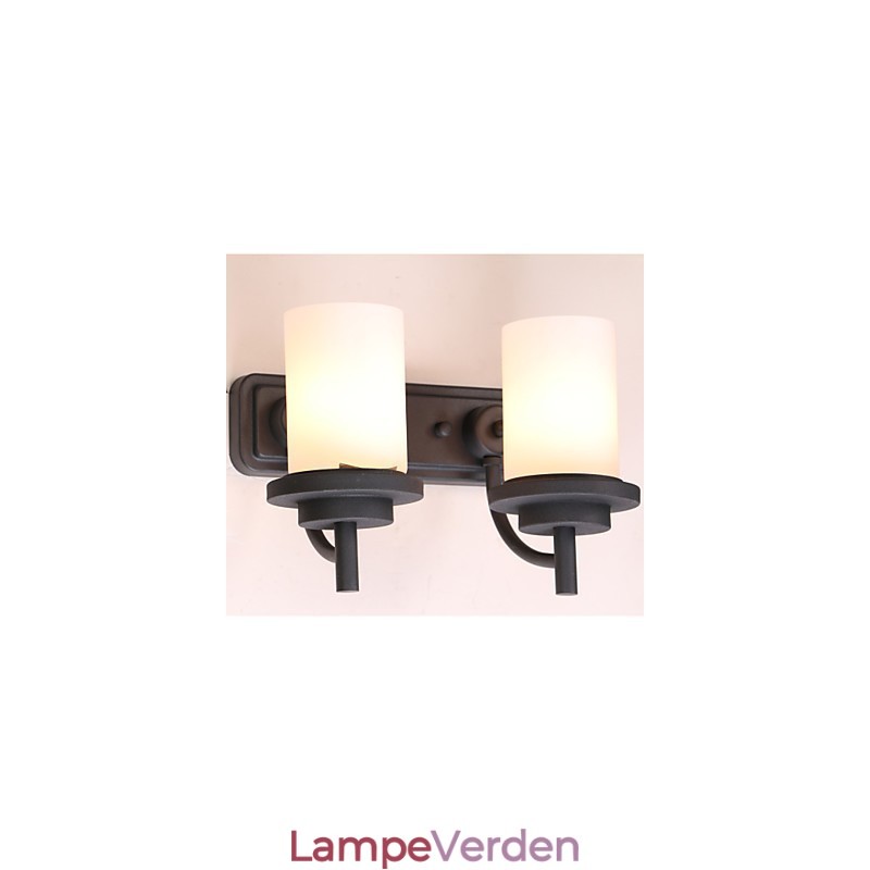 2*Retro Iron Classic Style Væglampe i malerbehandling med matteret glas