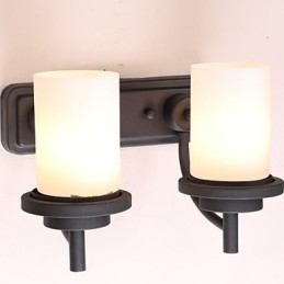 2*Retro Iron Classic Style Væglampe i malerbehandling med matteret glas