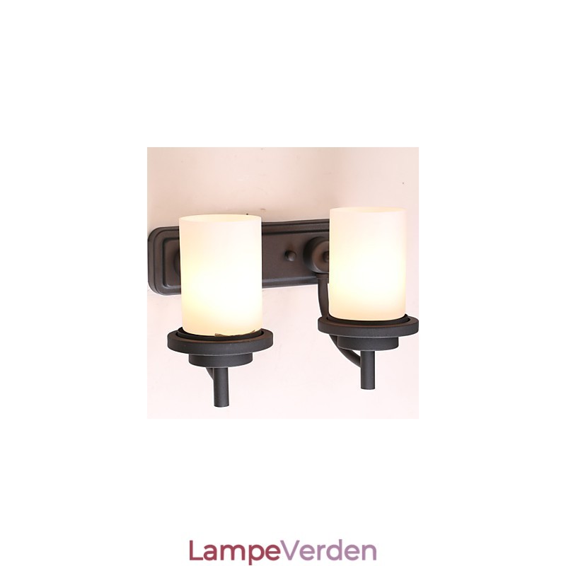 2*Retro Iron Classic Style Væglampe i malerbehandling med matteret glas