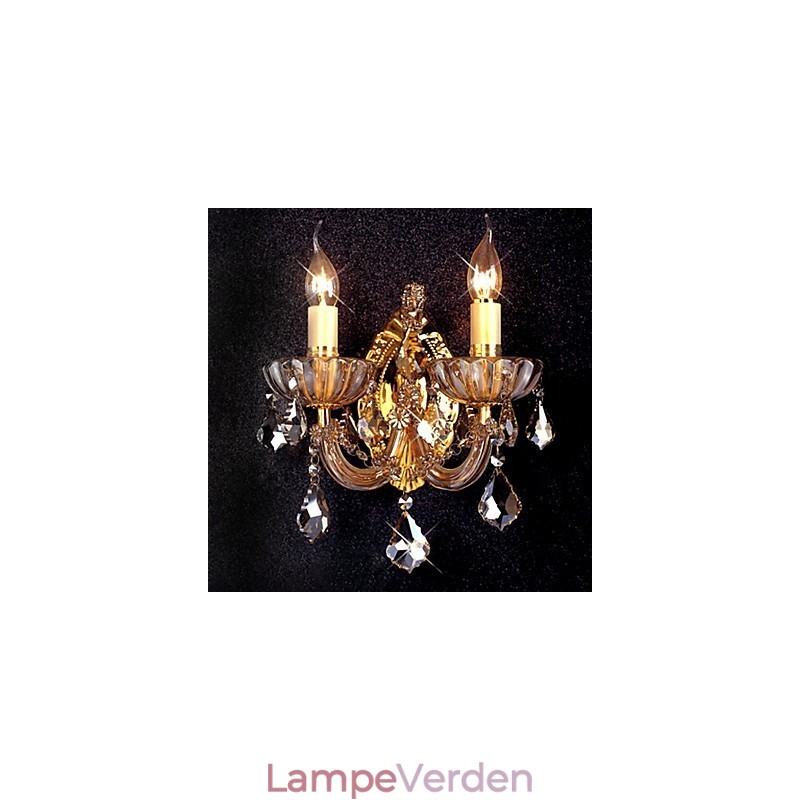 Elegant krystal væglampe med 2 lys