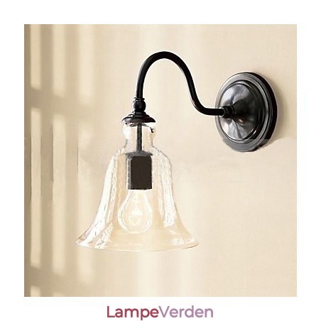 Naturinspireret væglampe i jern med gennemsigtig glasskærm