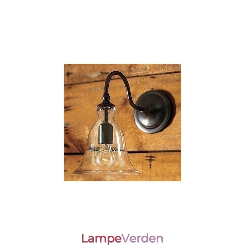 Naturinspireret væglampe i jern med gennemsigtig glasskærm