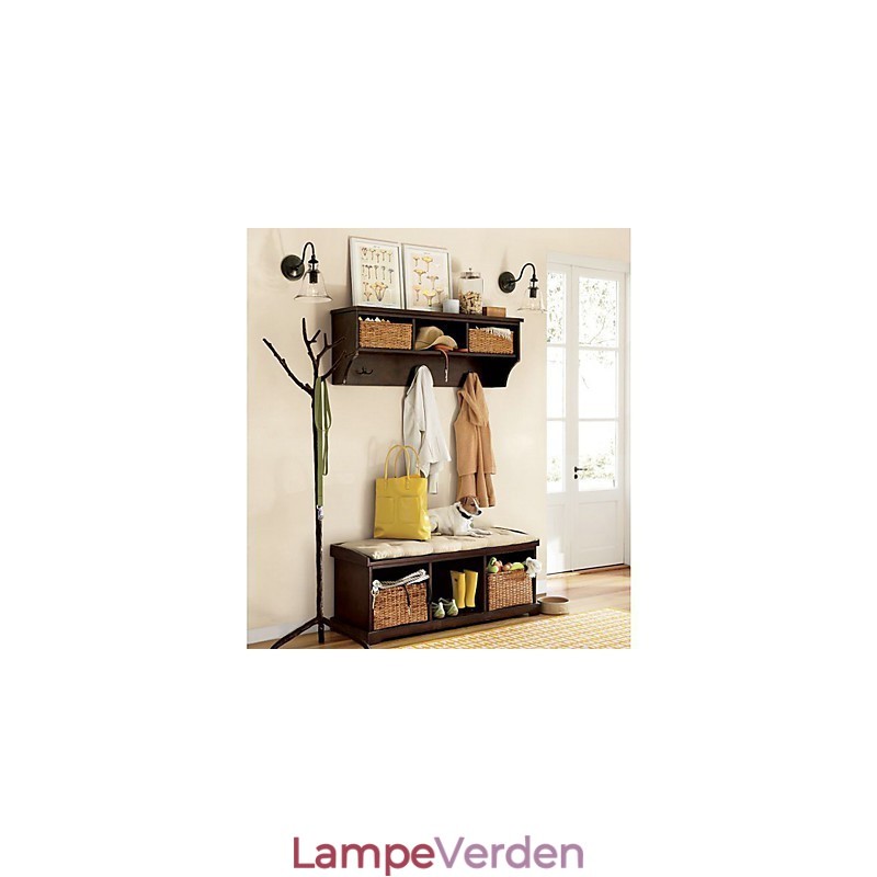 Naturinspireret væglampe i jern med gennemsigtig glasskærm