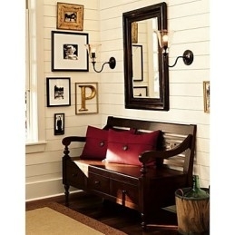 Naturinspireret væglampe i jern med gennemsigtig glasskærm