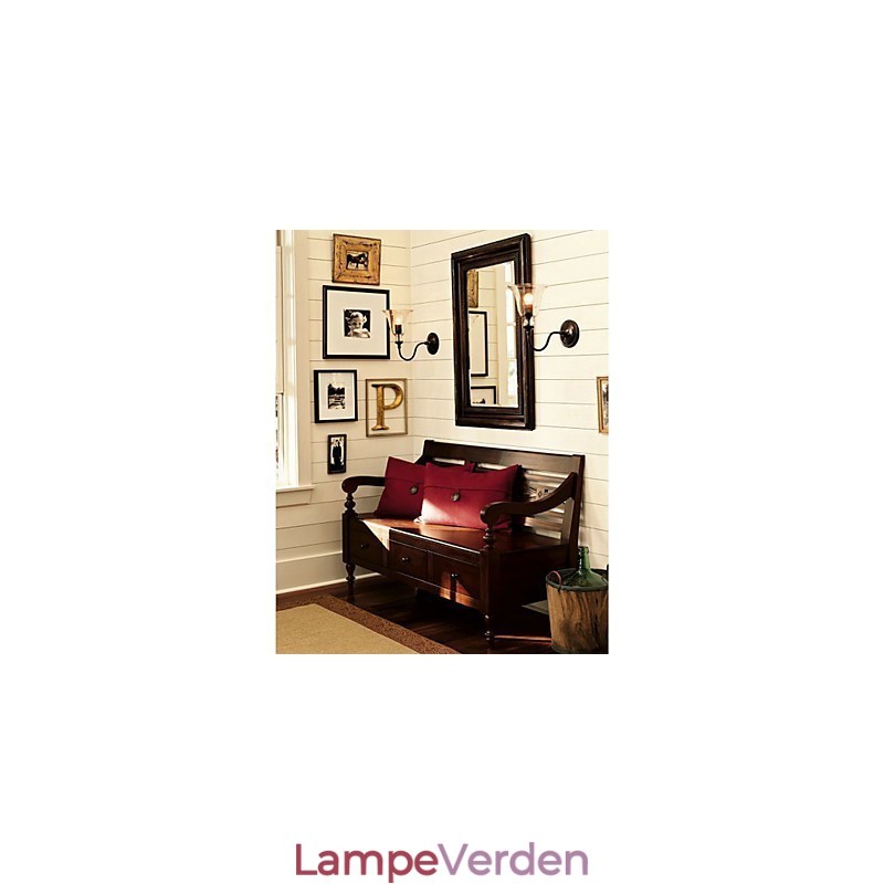 Naturinspireret væglampe i jern med gennemsigtig glasskærm