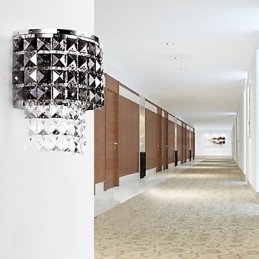 Moderne væglampe med stofskærm Metalplade Krystaldekorstil