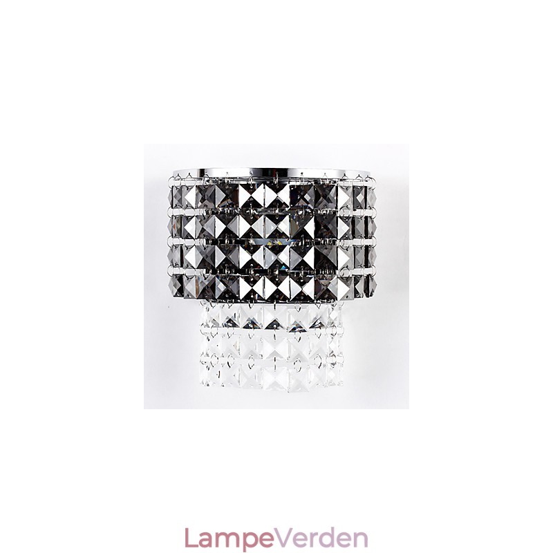 Moderne væglampe med stofskærm Metalplade Krystaldekorstil