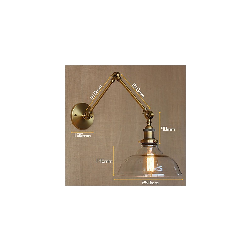 LOFT Style Designer Lampe Moderne Glas Bronze Cafe Dekorativ Væglampe