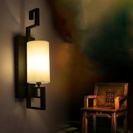 Moderne Amerikansk Stil Antik Lampe Stue Soveværelse Hotelværelser Hvid Stof Væglampe