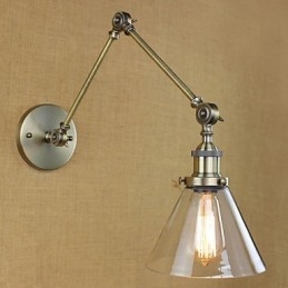 Iron Plating Bronze Bar Gang Spisestue Hotel Vintage Jern Arm Glas Væglampe Belysning
