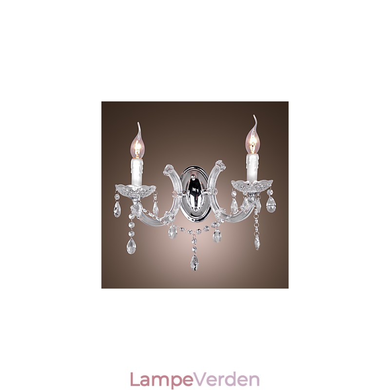 Elegant krystal væglampe med 2 lys