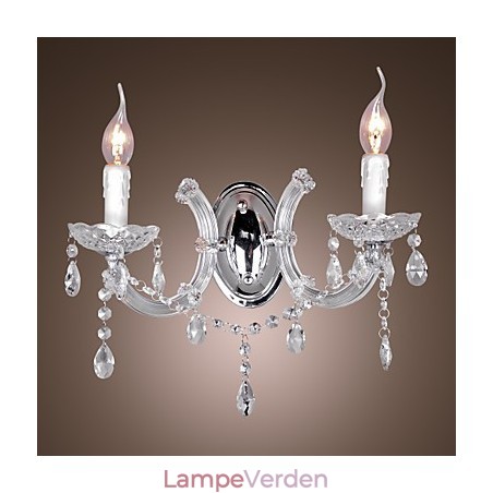 Elegant krystal væglampe med 2 lys