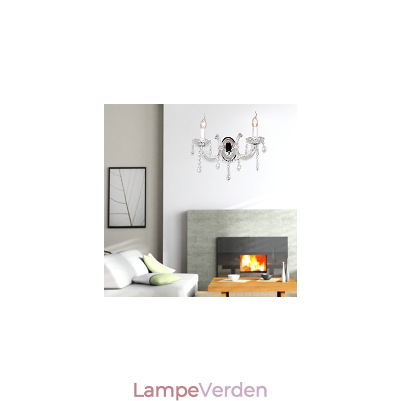 Elegant krystal væglampe med 2 lys
