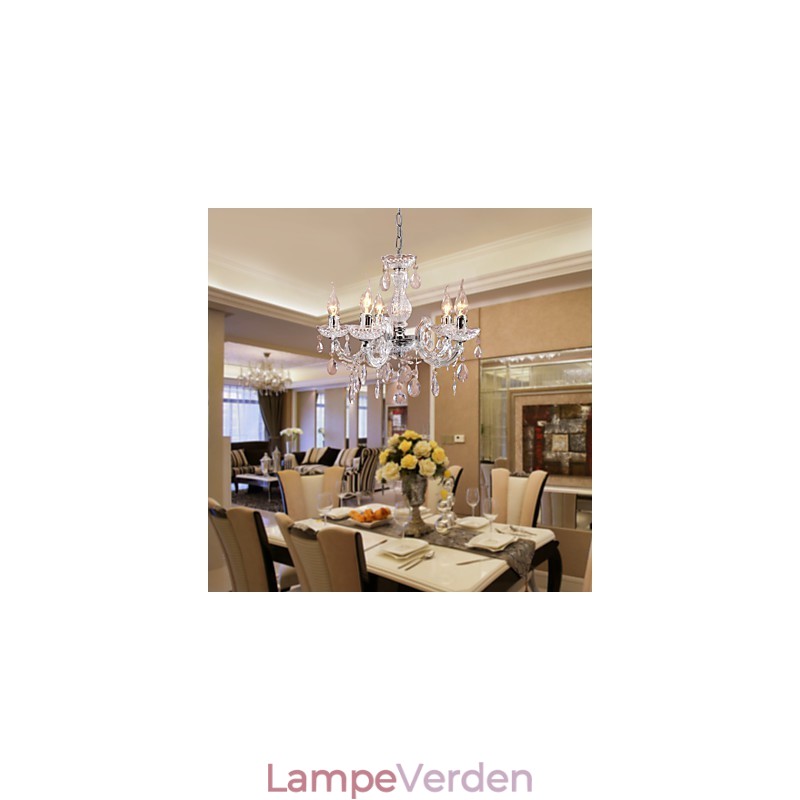 Upligh krom loftslampe stearinlys akryl armatur lysekrone pendel