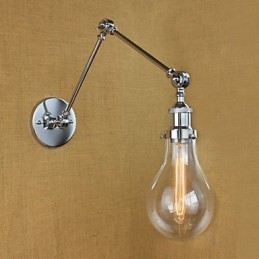 Krom glas teleskopisk retro væglampe