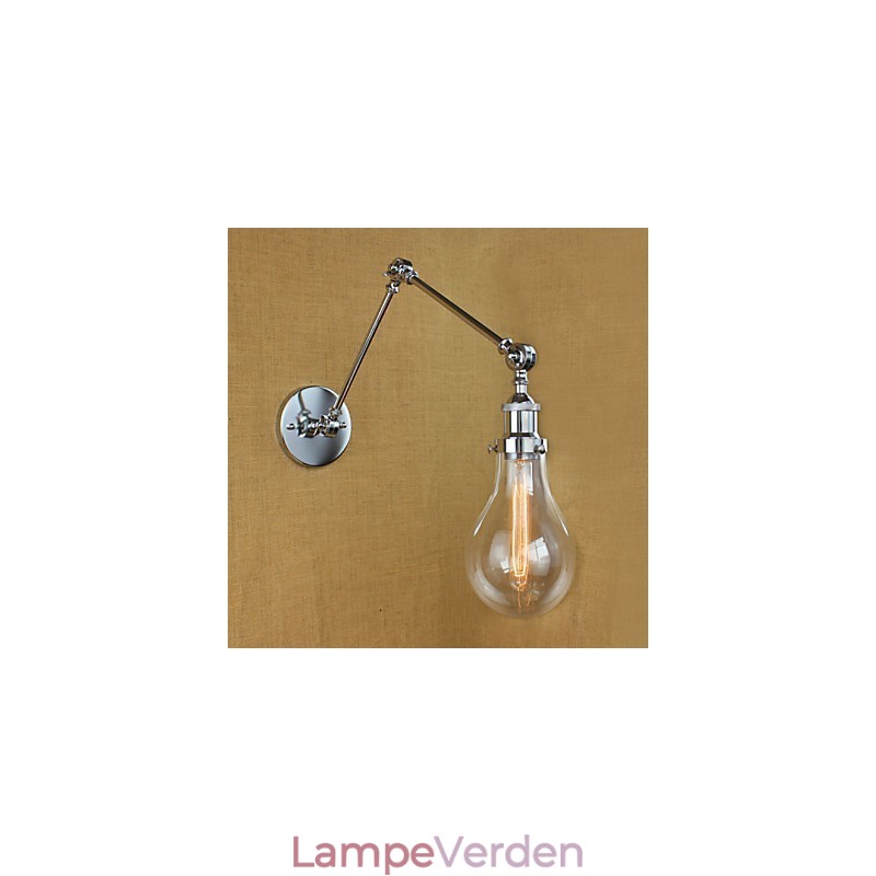 Krom glas teleskopisk retro væglampe