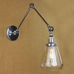 Krom glas teleskopisk retro væglampe