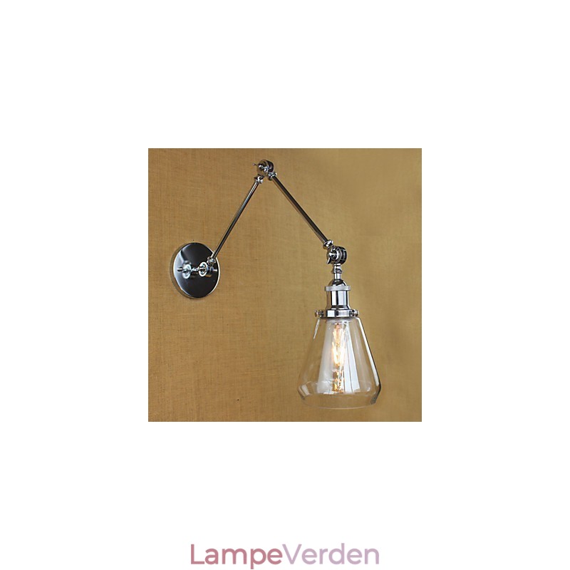 Krom glas teleskopisk retro væglampe
