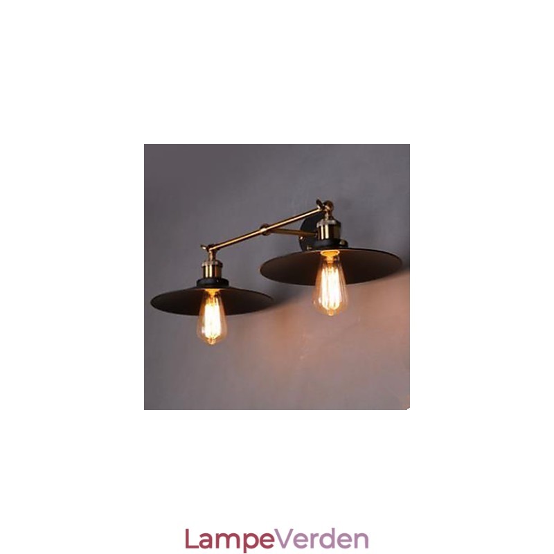 Landdistrikter Industriel Retro Væglampe Dobbelt Væglampe Sort Paraply