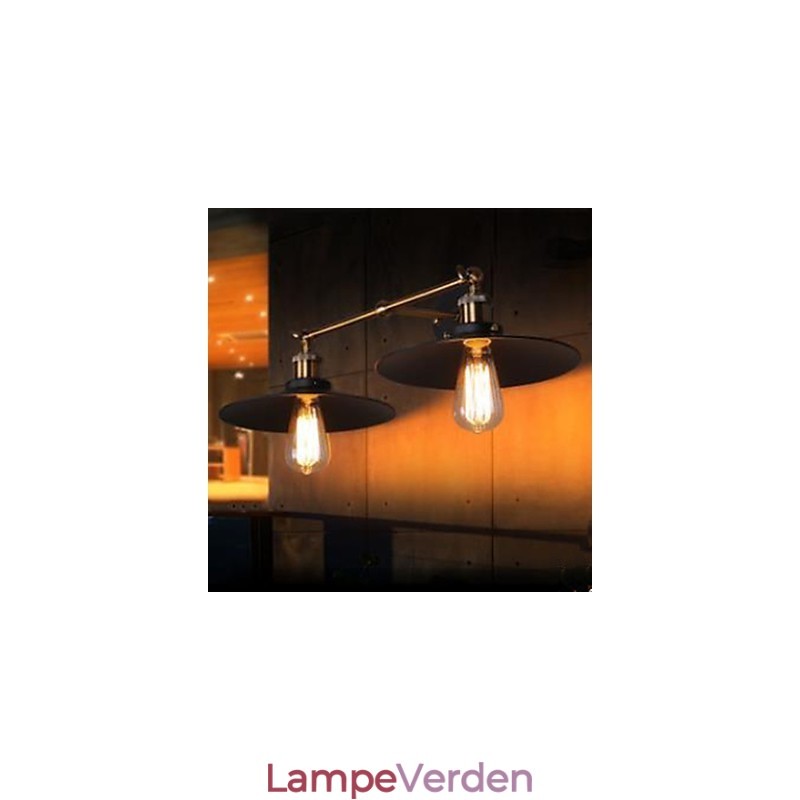 Landdistrikter Industriel Retro Væglampe Dobbelt Væglampe Sort Paraply