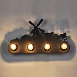 4 lys American Village Pastoral LOFT Style Soveværelse Gangjern Retro væglamper