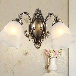 Retro glas Enkel europæisk moderne elegance smedejerns væglampe lys