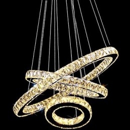 Krystal Pendel Moderne Belysning Tre Ringe D406080 K9 Stort Krystal Loftslampe