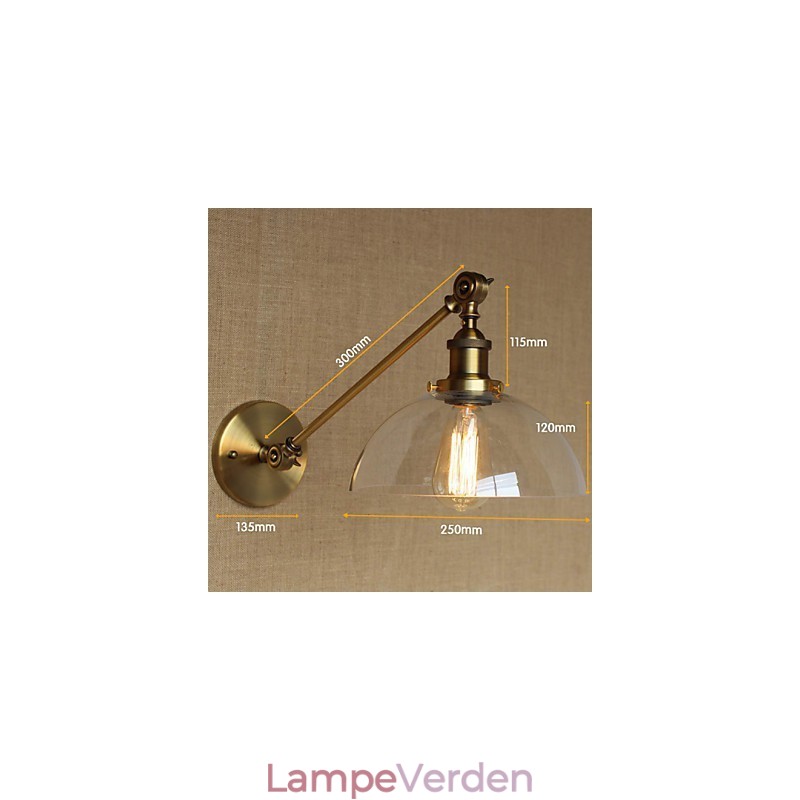 Jernglas Bronze Messing Arm Style Retro Creative American Country Hall Soveværelses væglampe