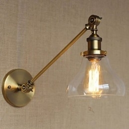 Jernglas Bronze Messing Arm Style Retro Creative American Country Hall Soveværelses væglampe
