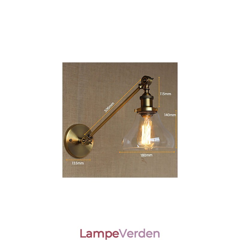Jernglas Bronze Messing Arm Style Retro Creative American Country Hall Soveværelses væglampe