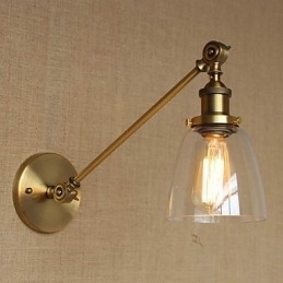 Jernglas Bronze Messing Arm Style Retro Creative American Country Hall Soveværelses væglampe