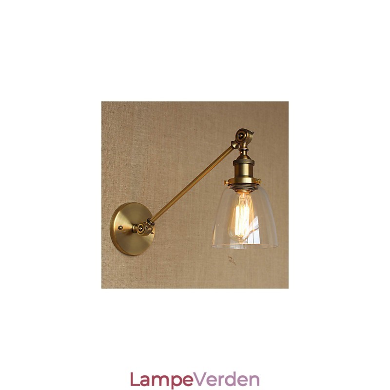 Jernglas Bronze Messing Arm Style Retro Creative American Country Hall Soveværelses væglampe