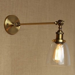 Jernglas Bronze Messing Arm Style Retro Creative American Country Hall Soveværelses væglampe