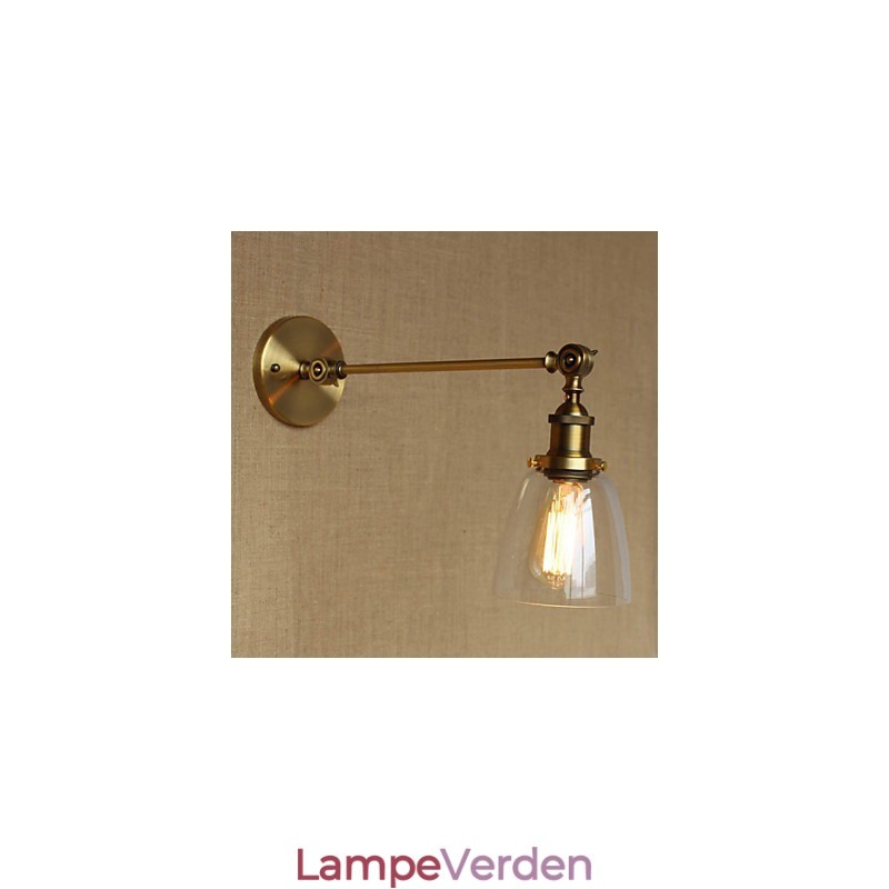 Jernglas Bronze Messing Arm Style Retro Creative American Country Hall Soveværelses væglampe