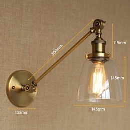 Jernglas Bronze Messing Arm Style Retro Creative American Country Hall Soveværelses væglampe