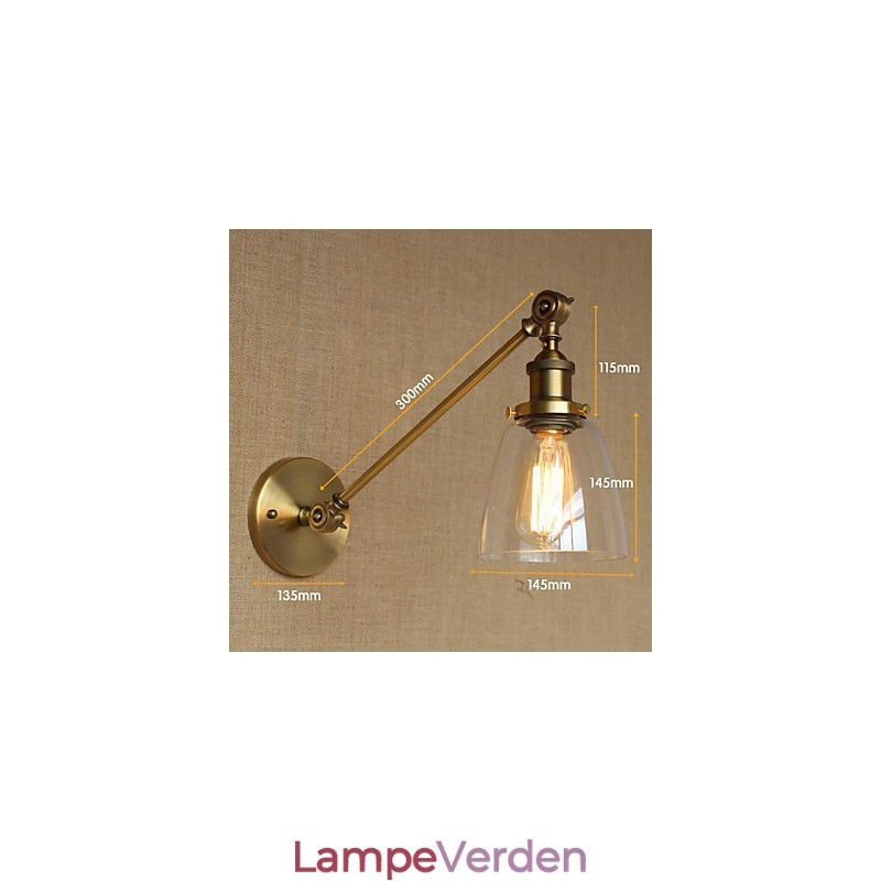 Jernglas Bronze Messing Arm Style Retro Creative American Country Hall Soveværelses væglampe